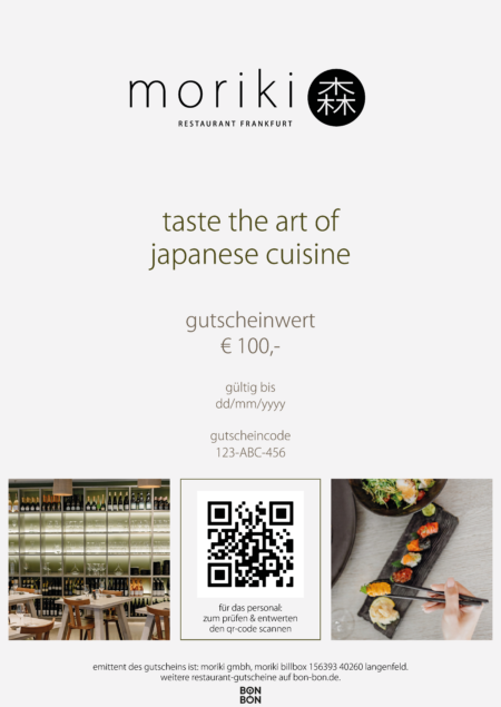 Restaurant-Gutschein für moriki – Frankfurt am Main
