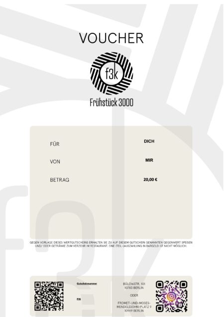Restaurant-Gutschein für Frühstück 3000